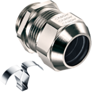 Cable Gland Progress EMC easyConnect M32x1.5, ø17..25.5mm, thread 8mm, ss 1.4310 contact spring, -60..100°C, nickel-plated brass ˄TPE, incl. NBR O-ring, IP68/69K, Agro