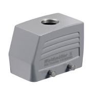 HDC - корпус, Типорозмір: 4, Вид захисту: IP65, Вхід кабелю зверху, Корпус для вилки, Поперечна скоба для фіксації на нижній частині, Стандартний, Типорозмір кабельних вводів: PG 16