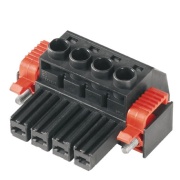 PCB plug-in connector BVZ 7.62HP/07/180SF SN BK BX, female plug, 7.62mm, 7P, 180°, clamping yoke, 6mm², Weidmüller, black