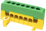 PE-шина ізольована PE7-F2, 7x16mm², 63A 690V, TS35, Z2, Pollmann, жовто-зелений