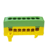 PE-шина ізольована PE7-F2, 7x16mm², 63A 690V, TS35, Z2, Pollmann, жовто-зелений