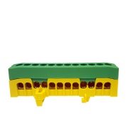 PE-шина ізольована PE12-F2, 12x16mm², 63A 690V, TS35, Z2, Pollmann, жовто-зелений
