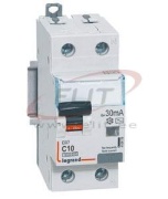 Residual Current Breaker w. Overcurrent Protection DX³, 1C+N 10A 30mA type A 10kA, N right hand, 2M, Legrand