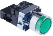 Кнопка D22 LED з підсвічуванням, 1no 10A 250VAC, IP40, green