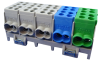 Main Terminal HLAK 25-5/10 S, 5x (2x25mm²/2x16mm²), 80A 400VAC, tinned, TS35, Pollmann, 3x grey˄blue˄green